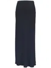 Brunello Cucinelli Long Linen Blend Skirt With High Waist In Blue