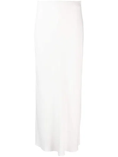 Brunello Cucinelli Fluid Linen Blend Twill Long Skirt In White