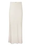 Brunello Cucinelli Long Skirt With Elasticized Waistband And Side Slits In White
