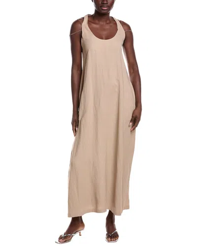 Brunello Cucinelli Linen-blend Maxi Dress In Brown