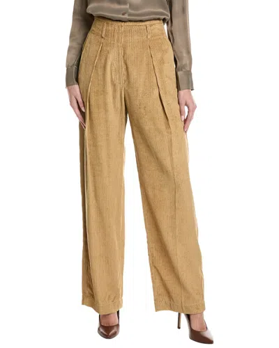 Brunello Cucinelli Linen-blend Pant In Brown