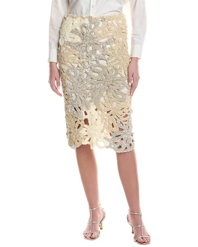 Brunello Cucinelli Linen-blend Pencil Skirt In Multi