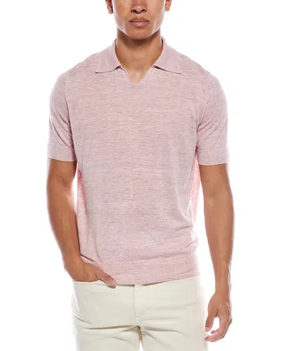 Brunello Cucinelli Linen-blend Polo Shirt In Pink