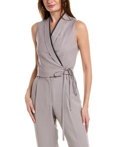 Brunello Cucinelli Linen-blend Shirt In Grey