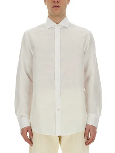 Brunello Cucinelli Linen Blend Shirt In White