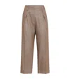 Brunello Cucinelli Linen-blend Sparkling Chino Trousers In Brown