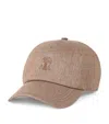 Brunello Cucinelli Linen-blend Sparkling Logo Baseball Cap In Brown