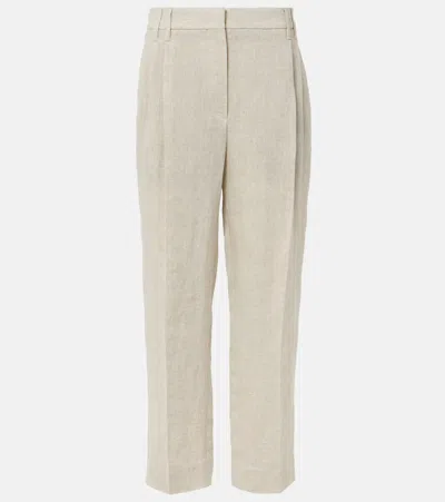 BRUNELLO CUCINELLI LINEN-BLEND STRAIGHT PANTS