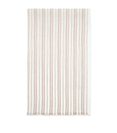 Brunello Cucinelli Linen-blend Stripe Scarf In White