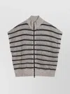 Brunello Cucinelli Linen Blend Striped Mesh Cardigan In Multi