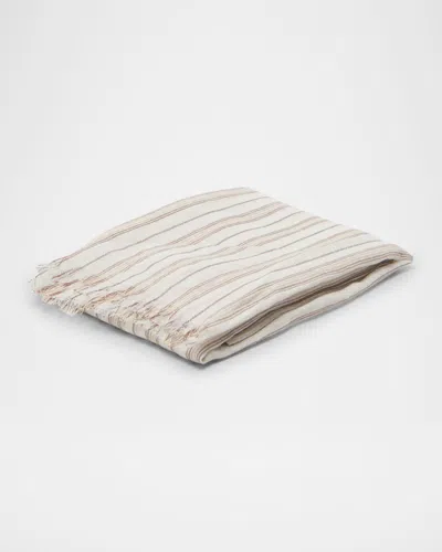 Brunello Cucinelli Linen Blend Striped Scarf In Neutral
