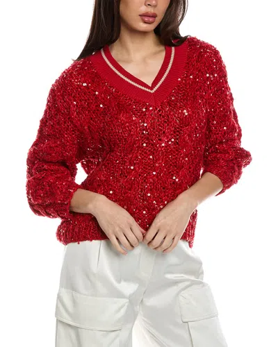 Brunello Cucinelli Linen-blend Sweater In Red