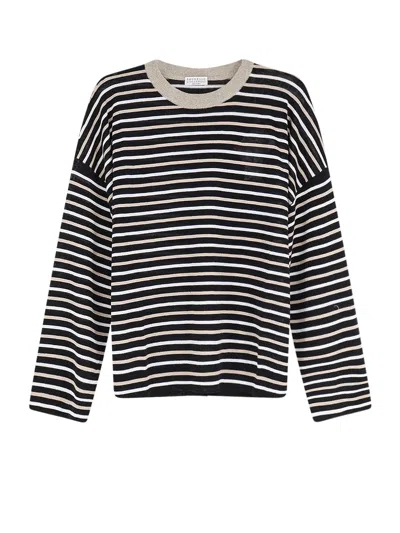 Brunello Cucinelli Linen Blend Sweater In Black