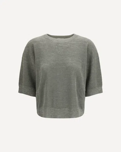 Brunello Cucinelli Linen Blend Sweater With Lurex Effect In Gray