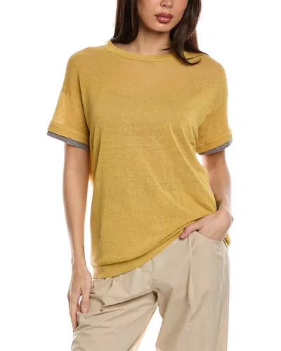 Brunello Cucinelli Linen-blend Sweater In Yellow