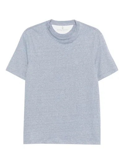 Brunello Cucinelli Straight Hem Cotton T-shirt In Blue