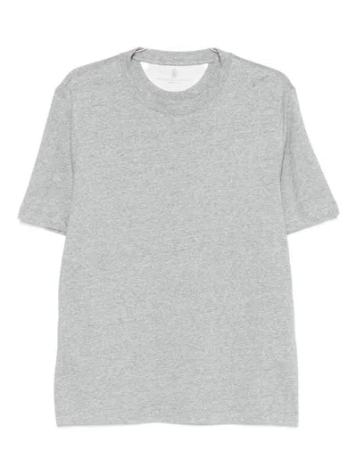 Brunello Cucinelli Lightweight Breathable Crew Neck T-shirt In Gray
