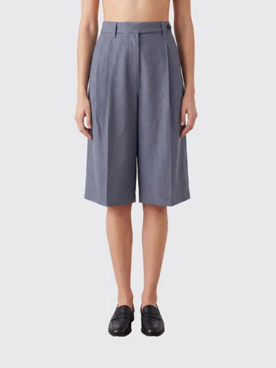 Brunello Cucinelli Sartorial Bermuda Shorts Viscose Linen Twill In Blue