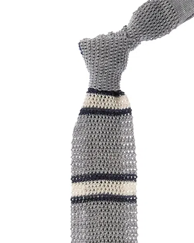 Brunello Cucinelli Linen-blend Tie In Gray