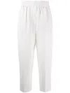 Brunello Cucinelli Women Viscose And Linen Fluid Twill Baggy Pull-on Pants In White
