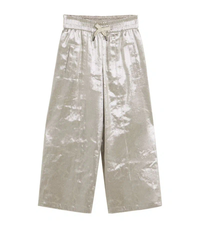 Brunello Cucinelli Kids' Metallic Linen-blend Trousers In Grey