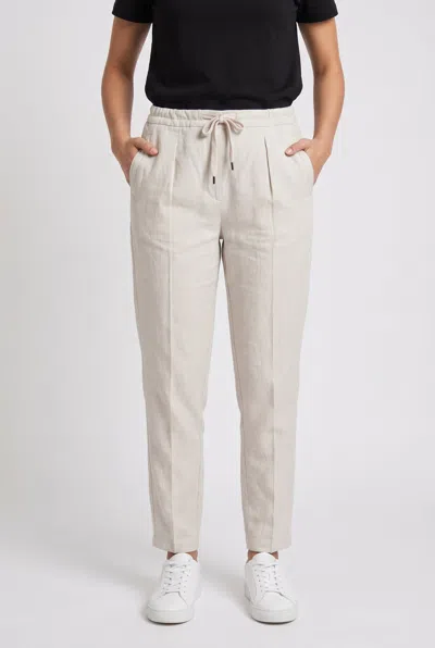 Brunello Cucinelli Linen Blend Trousers In Neutral