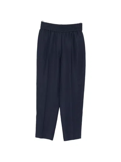 Brunello Cucinelli Linen Blend Trousers In Blue