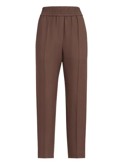 Brunello Cucinelli Linen Blend Trousers In Animal Print