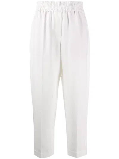 Brunello Cucinelli Linen Blend Trousers In White