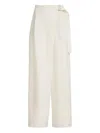 Brunello Cucinelli Women Ivory Fluid Twill Sartorial Wrap Trousers In White