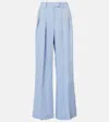 Brunello Cucinelli Linen-blend Wide-leg Pants In Blue