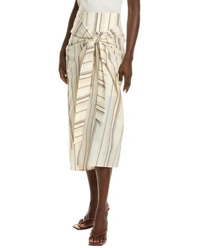 Brunello Cucinelli Linen-blend Wrap Skirt In Neutral