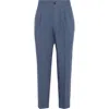 Brunello Cucinelli Linen Straight-leg Trousers In Indigo