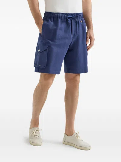Brunello Cucinelli Linen Cargo Shorts In Blue