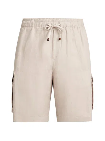 Brunello Cucinelli Linen Cargo Shorts In Neutral
