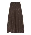 Brunello Cucinelli Texture Dazzling Midi Skirt With Sequined Finish In Brown