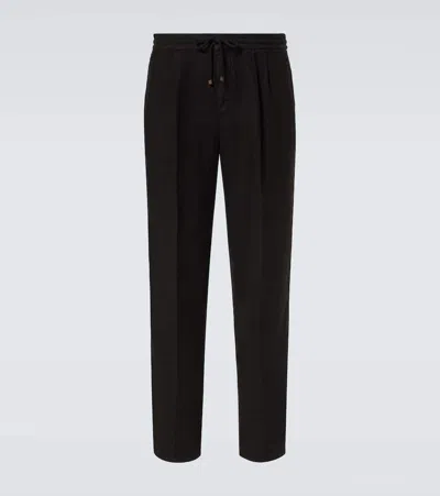 Brunello Cucinelli Linen Chinos In Black
