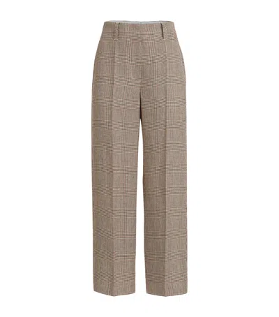 Brunello Cucinelli Linen Cigarette Trousers In Brown