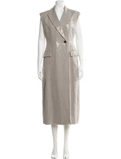 Pre-owned Brunello Cucinelli Linen Coat In Gray