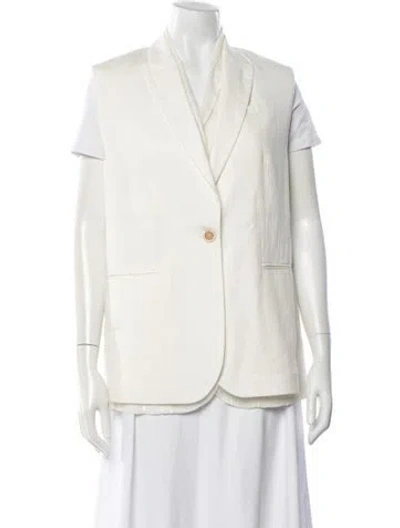 Pre-owned Brunello Cucinelli Linen Coat In Neutrals/white