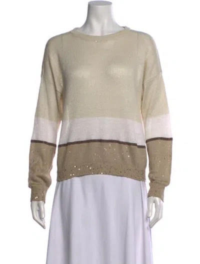 Pre-owned Brunello Cucinelli Linen Colorblock Pattern Sweater In Neutrals