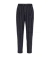 Brunello Cucinelli Linen-cotton-blend Stripe Leisure Trousers In Blue