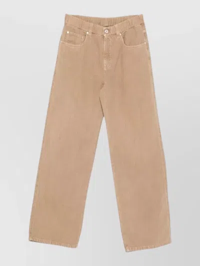 Brunello Cucinelli Linen Cotton Blend Trousers Wide Leg