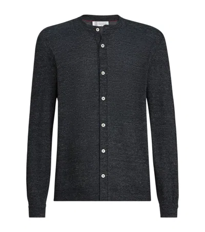 Brunello Cucinelli Linen-cotton Cardigan In Black
