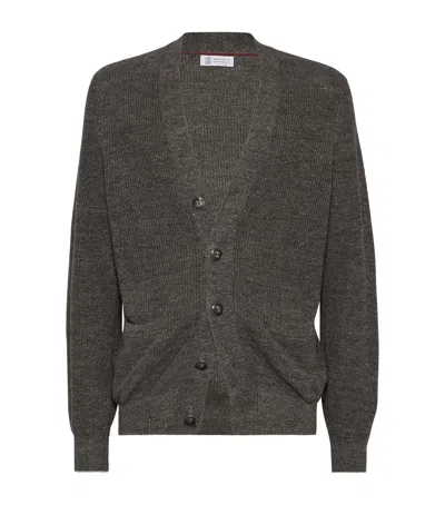 Brunello Cucinelli Linen-cotton Cardigan In Grey