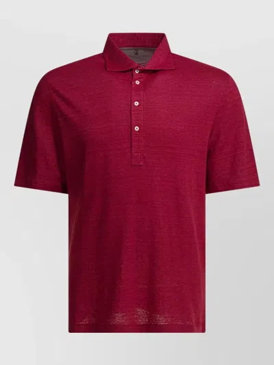 Brunello Cucinelli Linen Cotton Jersey Polo Shirt In Red