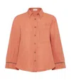 Brunello Cucinelli Linen-cotton Monili-trim Shirt In Orange