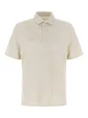 Brunello Cucinelli Linen Cotton Polo Shirt In Neutral