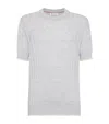 Brunello Cucinelli Linen-cotton Short-sleeve Sweater In Grey