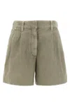 Brunello Cucinelli Linen Cotton Shorts Bermuda And Short Green